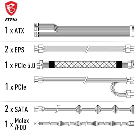 Alternative view of MSI MAG A750GL PCIE5 750W 80+ GOLD POWER SUPPLY