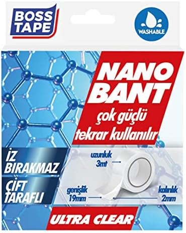 Tarafli Bant, 19 mm x 3 mt Boyut, Seffaf Çift