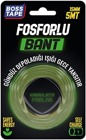 Fosforlu Bant, 15mm x 5mt Boyut, Yesil