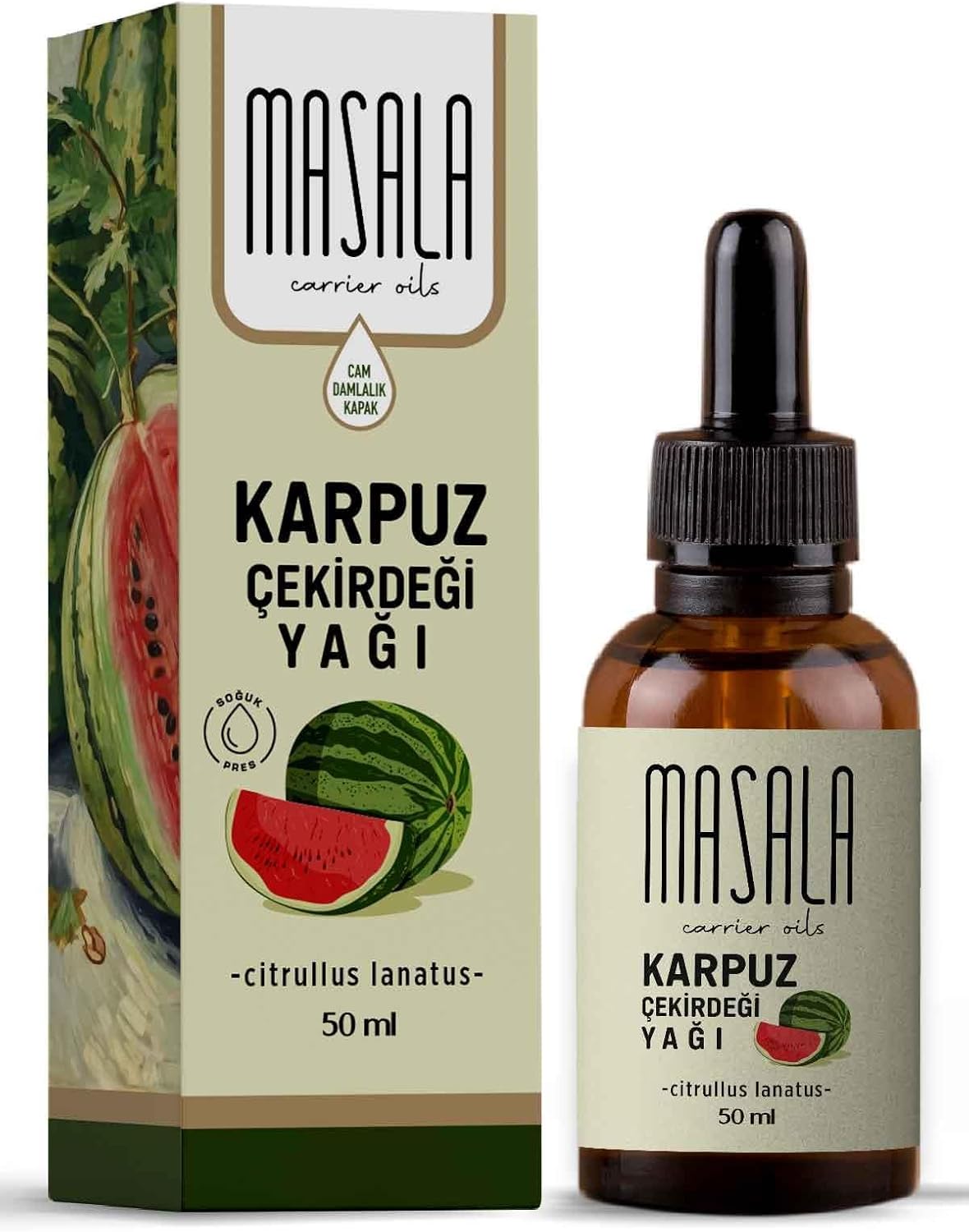 Masala Karpuz Çekirdeği Yağı 50 ml. - Soğuk Pres (Watermelon Seed Carrier Oil)