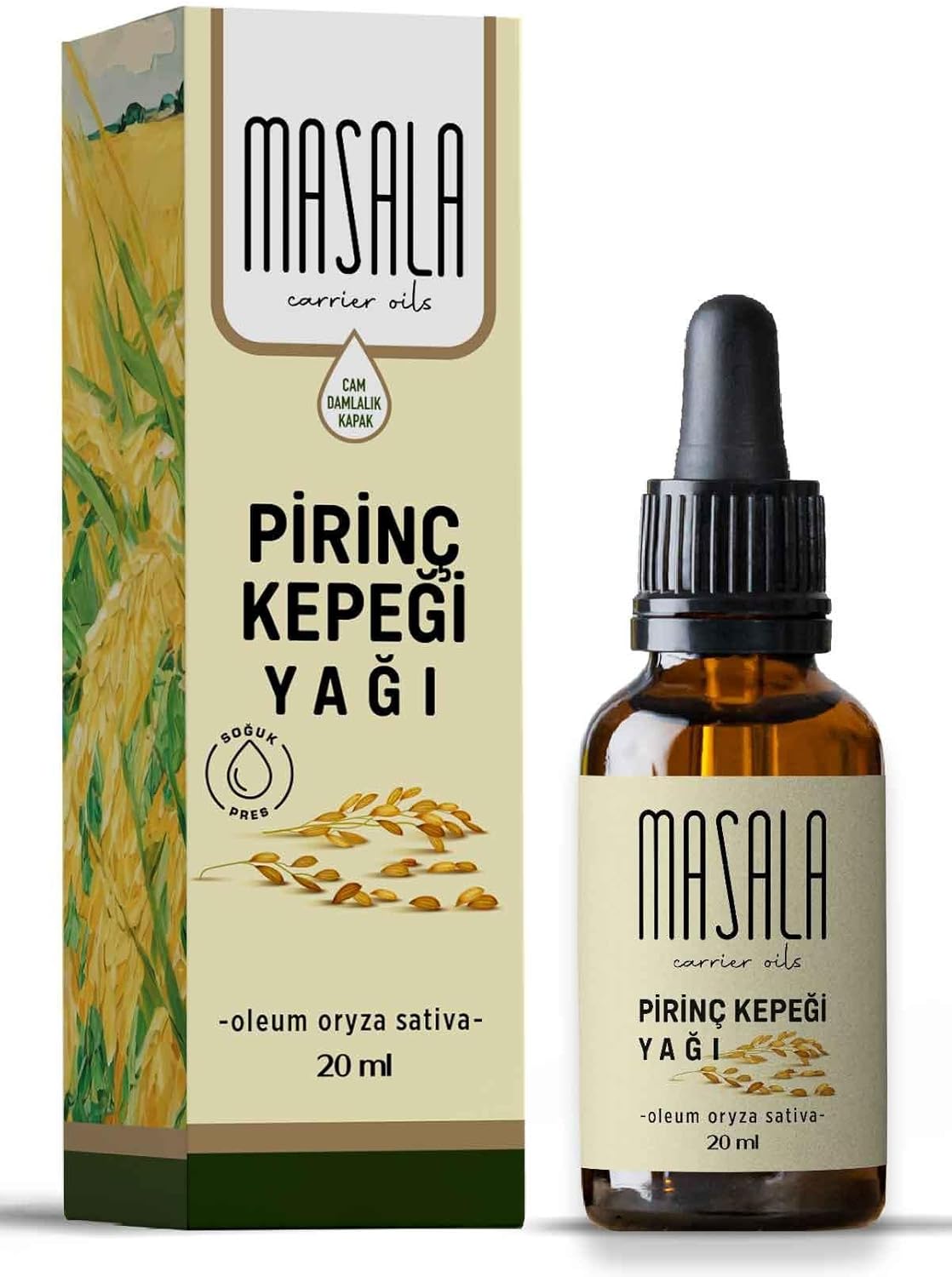 Alternative view of Masala Pirinç Kepeği Yağı 20 ml. Soğuk Pres (Ricebran Carrier Oil)
