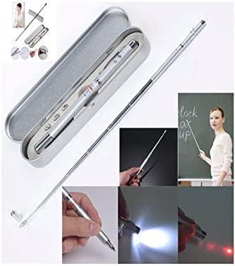 Alternative view of Metal Kutulu Kırmızı Lazerli, Led Işıklı Mıknatıslı Pointer Kalemi İşaretçi Uzayabilen Sunum Çubuğu Teleskopik Metal Tükenmez Kalem (PRS-1521G)