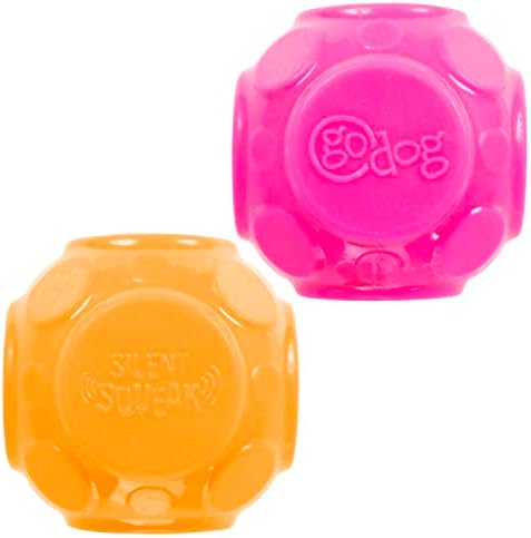 Alternative view of goDog 2'li Paket Sessiz Squeak Ball Köpek Oyuncak Seti, Hafif ve Orta Derecede Chewers için - Turuncu/Pembe, 2'li Paket