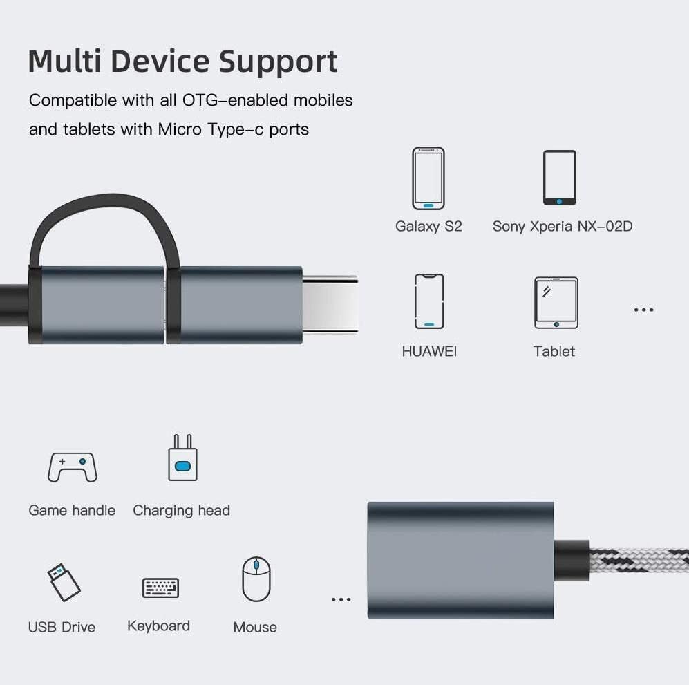 Usb 3.0 Otg To Type C Micro Usb Data Şarj Çevirici Dönüştürücü Adaptör
