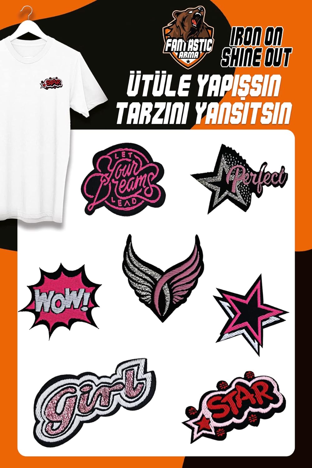 Alternative view of ÜTÜ İLE YAPIŞAN DOKUMA SETİ PATCH YAMA GIRL MODELİ