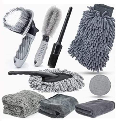 9 Parçalı Araba, Motorsiklet İçin Detaylı Temizleme Seti, Oto Bakım Seti, Mikrofiber Set