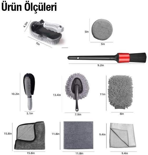 Alternative view of 9 Parçalı Araba, Motorsiklet İçin Detaylı Temizleme Seti, Oto Bakım Seti, Mikrofiber Set