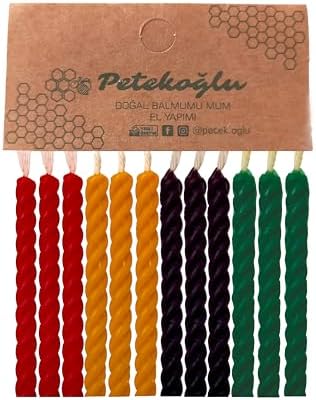 (12 Adet) Renkli Mum Doğal Petek Pasta Parti Mumu Doğum günü Nişan Kına Gecesi Beeswax Candle
