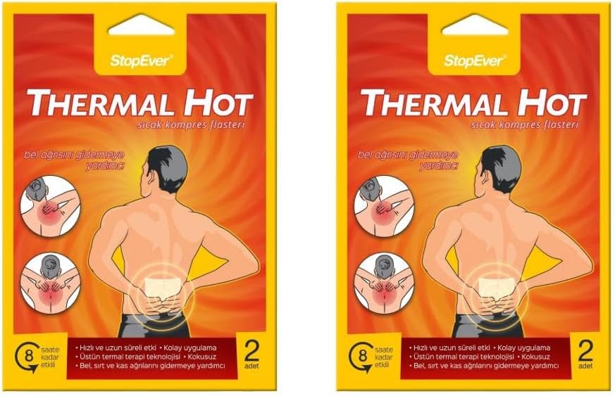 StopEver Thermal Hot Terapi Flasteri - 2x2'li Paket | 8 Saat Etkili Isı Terapisi | İlaç İçermez
