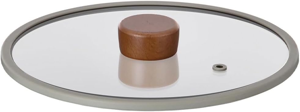 Fika 24CM Düz Silikon Çerçeveli Cam Kapak Gri