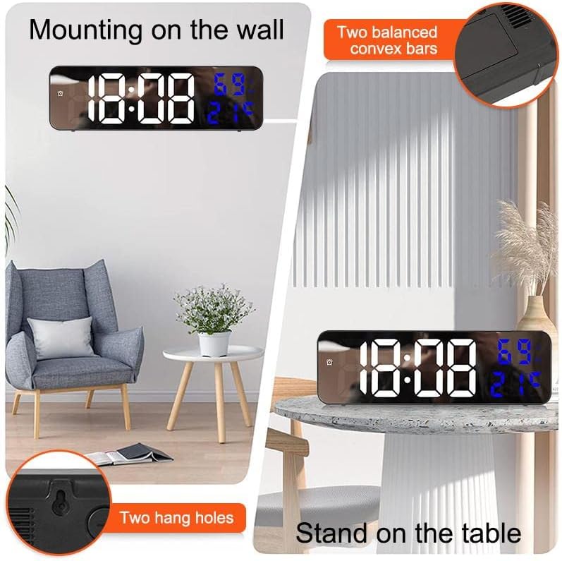 Alternative view of Nem ölçer Dereceli LED Duvar ve Masa Alarm Saati Lacivert