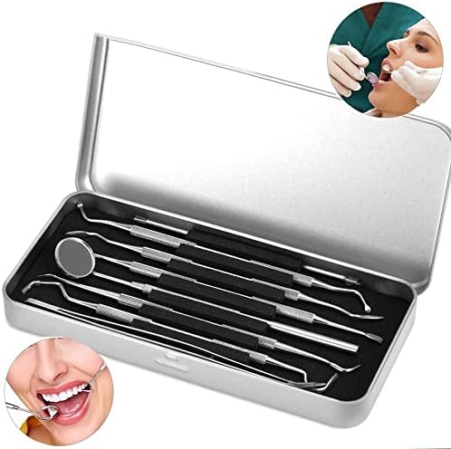 Alternative view of 6 adet Metal Kutulu Paslanmaz Çelik Diş Tartar Dil Temizleme Dental Ağız Bakım Seti