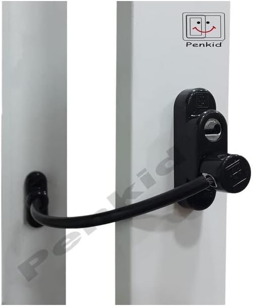 Çelik Halatlı Kablolu Pvc Pencere Emniyet Çocuk Güvenlik Kilidi 3 ADET (Siyah)