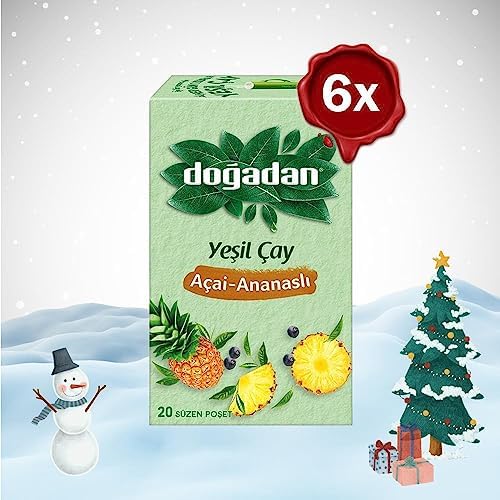 Yılbaşı Paketi Yeşil Çay Açai Ananaslı Bardak Poşet Çay x 6
