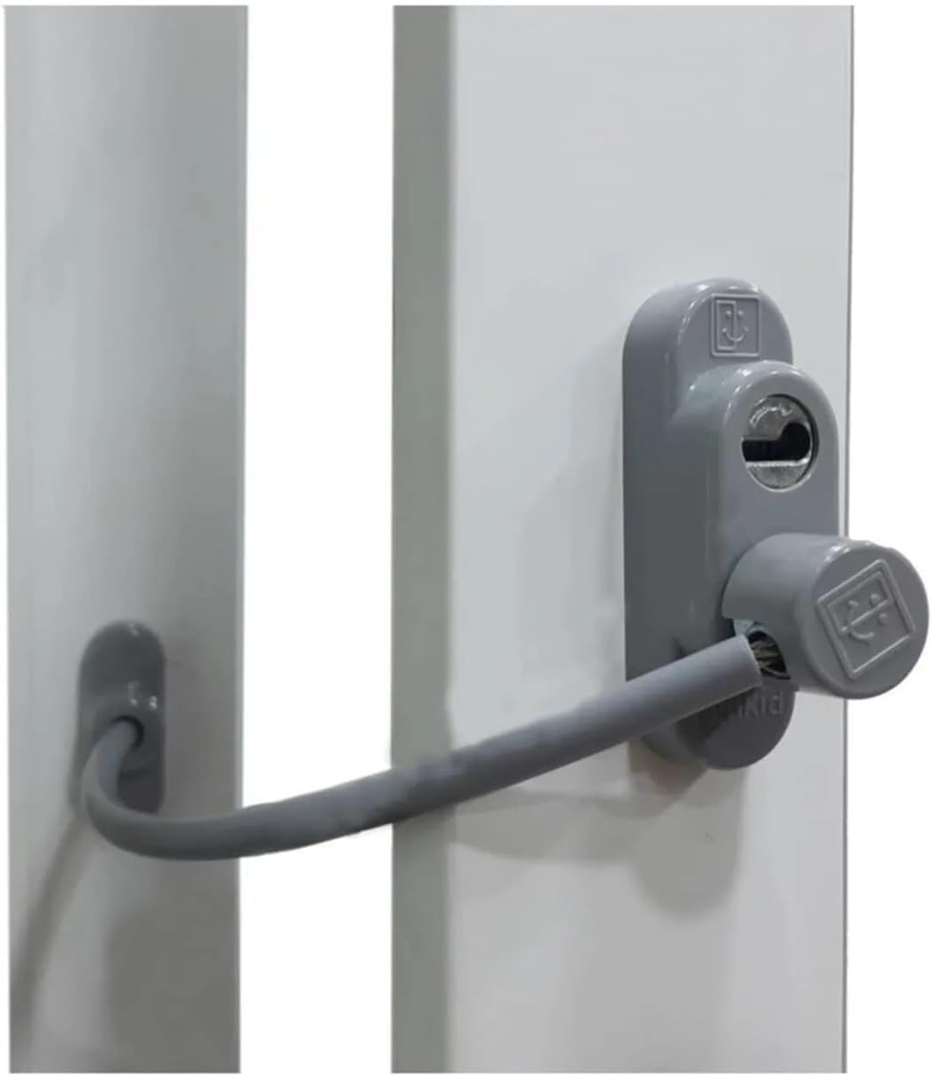 Alternative view of 5 Adet Çelik Halatlı Pvc Pencere Çocuk Emniyet Kilidi Gri