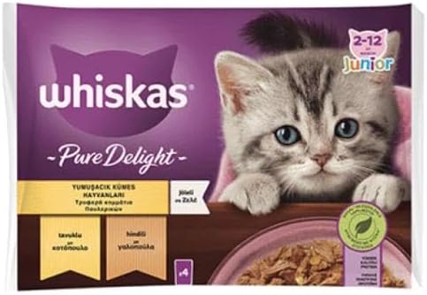 Whiskas Pouch Pure Delight Jöle İçinde Tavuklu ve Hindili Yavru Kedi Konservesi 4x85 Gr