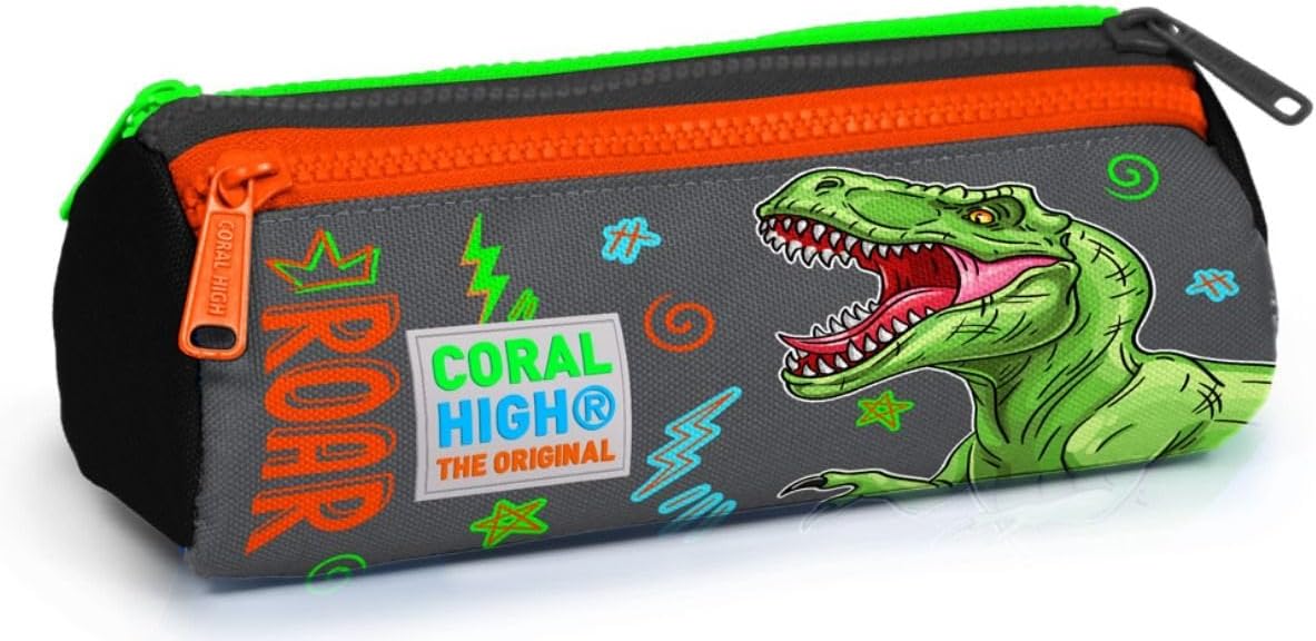 Alternative view of Gri Yeşil T-Rex Üç Bölmeli Kalem Çantası -Erkek Çocuk
