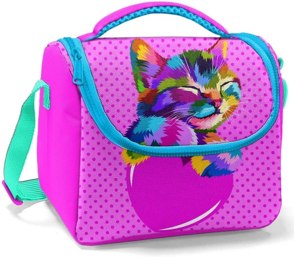 Pembe Sevimli Kedi Kız Çocuk Okul Beslenme Çantası - Yalıtımlı