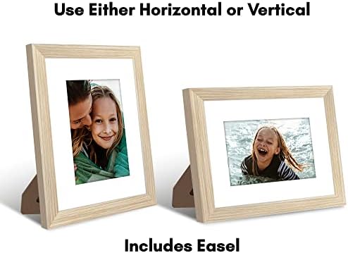 Alternative view of Doğal Meşe 8x10 Resim Çerçevesi - Mat ile 5x7 Çerçeve olarak veya 8x10 Mat Olmadan Kullanılır - Kırılmaya Dayanıklı Camlı Tasarlanmış Ahşap, Duvar ve Masa Üstü için Yatay ve Dikey