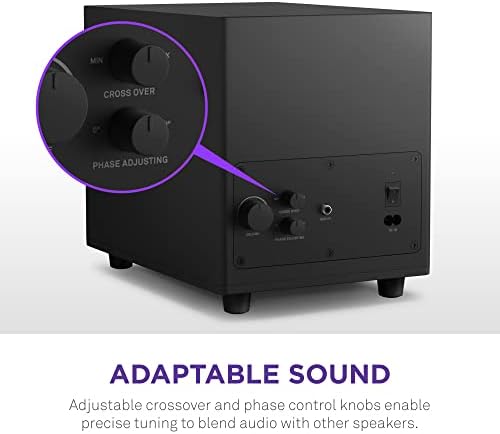 Alternative view of NZXT Relay PC oyun masaüstü derin bas hoparlörü – AP-SUB80-EU – 140 Watt – daha derin, güçlü bas – aşağı yayılan 6,5 inç sürücü – Crossover ve faz için döner düğme – siyah