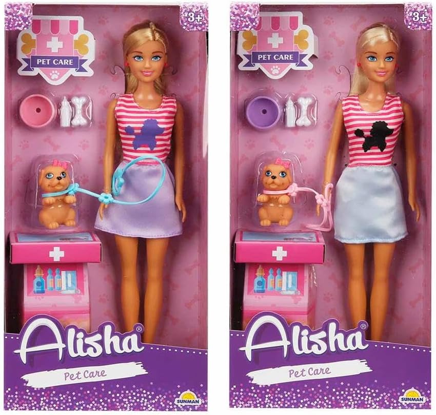 3384 SUN-RST-SIS-Minik Alisha Bebek Veteriner Aksesuarlı Set 29 cm 2A-