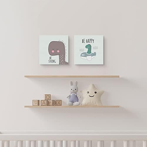 Bebek Odasına Özel Minimal Dinozor Tasarımlı Kanvas Tablo 25x25 cm