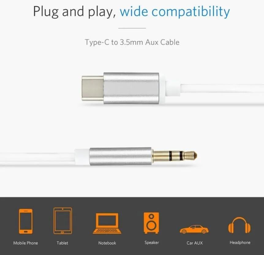 Alternative view of TAK ÇALIŞTIR Type C Aux ses Kablosu PD Aux Çevirici cep telefonları tabletler araba teypleri speaker hoparlör bilgisayar mac BÜTÜN TYPE C SES ÇIKIŞLI CİHZLARA UYUMLU VE TAK VE DİREK KULLAN !!! 030