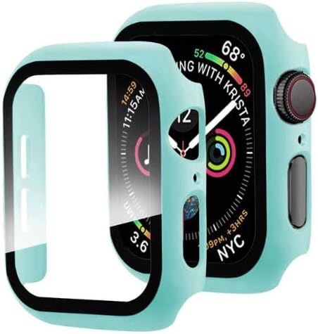 uyumlu 360 Derece Koruma Seri 1 2 3 4 5 6 7 8 SE Ultra 38mm 40mm 42mm 44mm Kasa ve Ekran Koruyucu (42mm Turkuaz)