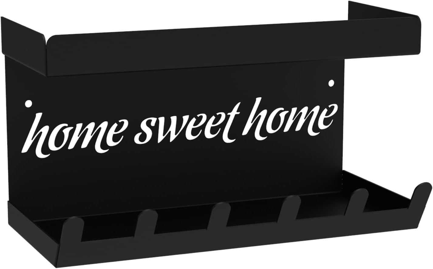 Alternative view of HOME SWEET HOME Duvara Monte Raflı ve 6 Kancalı Anahtarlık Askılık - Siyah