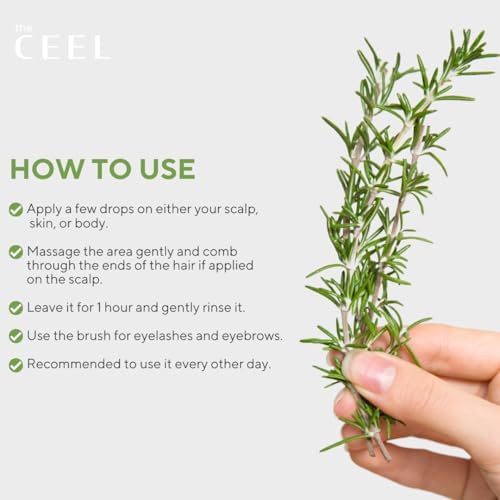 The Ceel Biberiye yağı saçlar, organik saç uzatma, vegan, saç güçlendirme yağı, kuru cilt, kirpik ve kaş uzaması, Biotinli biberiye nane yağı, hint yağı, kafa derisine bakım yapar, 50 ml