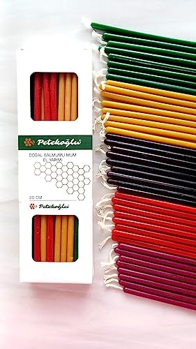Alternative view of (40 Adet 5 Renk) Mum Dilek Mumu Doğal Petek Ince Uzun Parti Rituel Doğum Günü Mumu Beeswax Candle (5 Renk Birlikte)