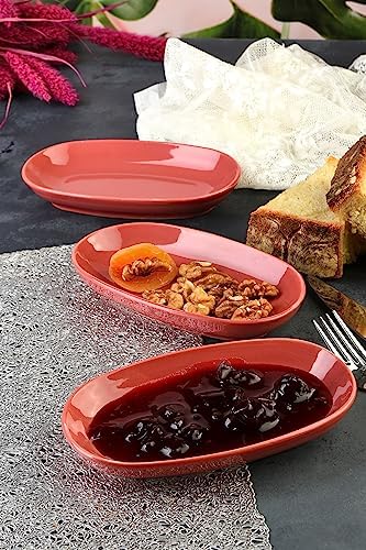 6 Adet Porselen Yeni Özgün Tasarım Özgün fırın Boyama Çerez Sunum ve kahvaltı Seti (bordo)