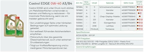 Alternative view of Castrol Edge 0W-40 A3/B4 motor yağı, 4 l
