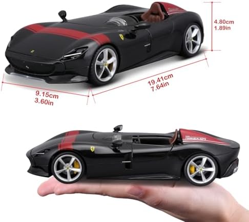 Bburago Ferrari Monza SP1: 1:24 ölçeğinde model araba, Ferrari Race & Play serisi, hareketli kapı, siyah-kırmızı (18-26027BK)