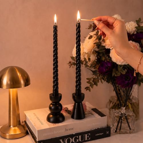 Alternative view of Siyah 2 Adet Konik Mum Şamdan Mumu Doğal Petek (Beeswax Candle) 27.5 cm