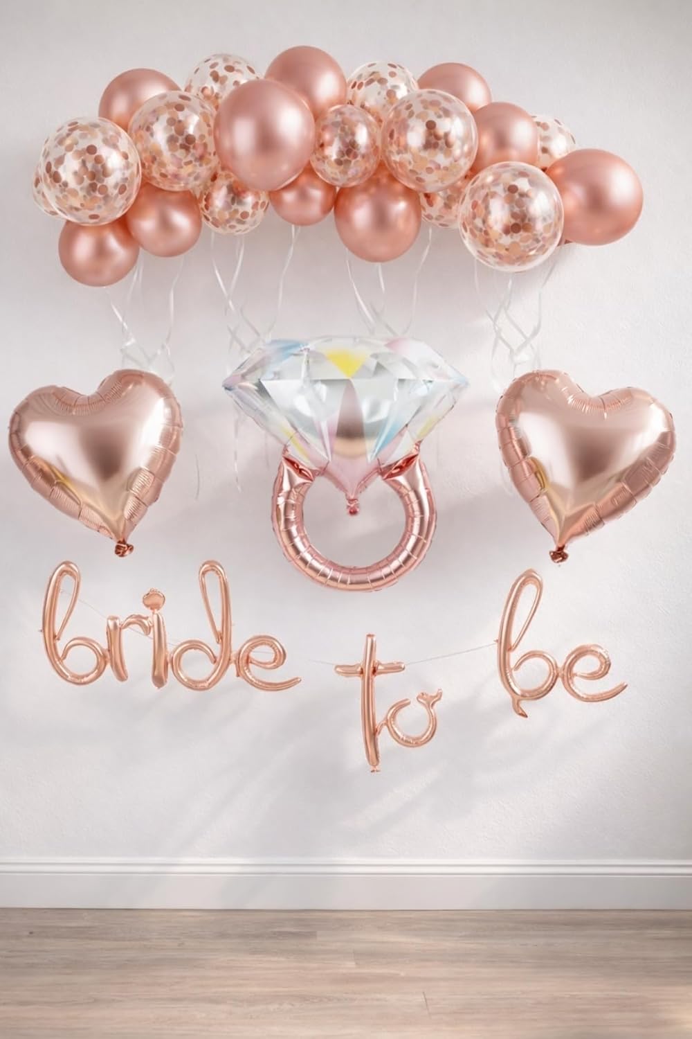 Alternative view of Patladı Gitti Bride To Be El Yazısı, Tek Taş Yüzük Ve Kalp Folyo Balonlu Rose Set