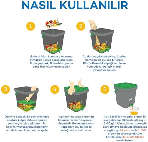 Bokashi Kepeği 1 kg, İç ve Dış Mekan Kompost Kovaları için Hızlı ve Kolay Kompost Başlatıcı