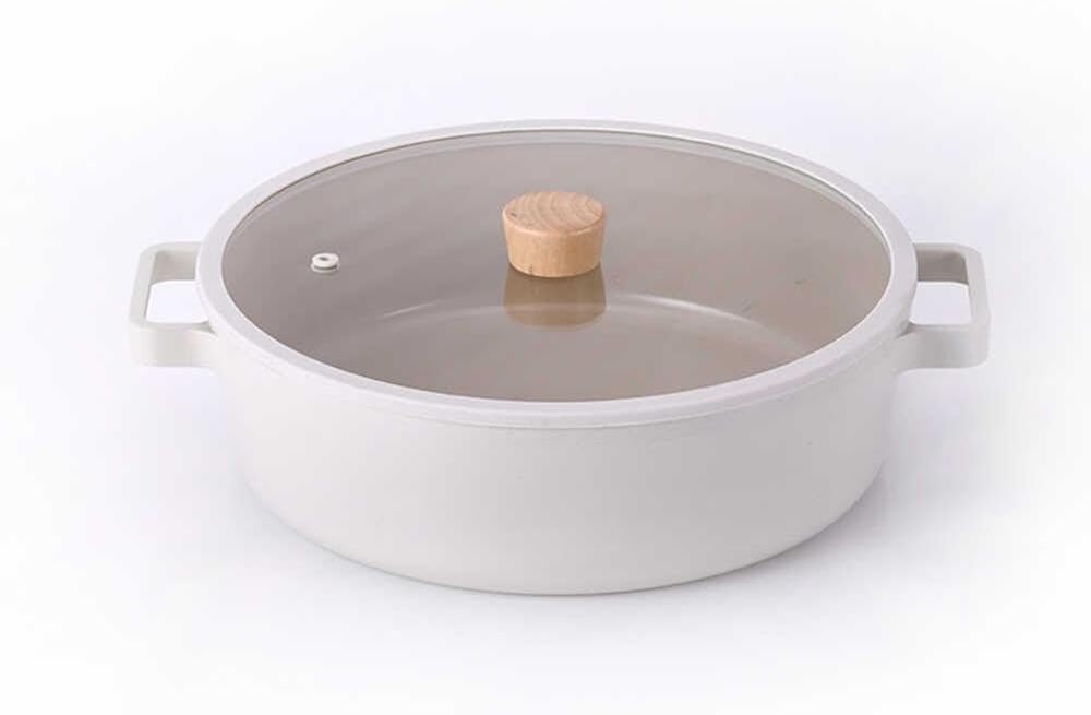 Fika Cam Kapaklı Alüminyum Döküm Sığ Tencere 30 cm D-NEOF230L
