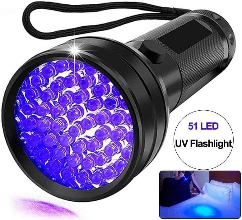 51 LED Mor Işık UV El Feneri Ultraviyole Blacklight