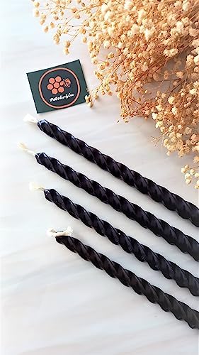 Alternative view of (4 Adet 27.5Cm) Mum Konik Şamdan Mumu Doğal Petek Mum Dekoratif Kırılmaz Akmaz Mum Bal Mumu Beeswax Candle (Siyah)