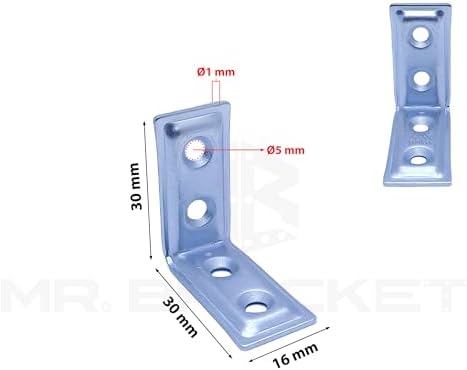 MR.BRACKET 25 ad. L Demir Gönye Köşebent 16x30x30mm- Mobilya Dolap Raf Masa Köşe Bağlantı Birleştirme Sabitleme Aparatı