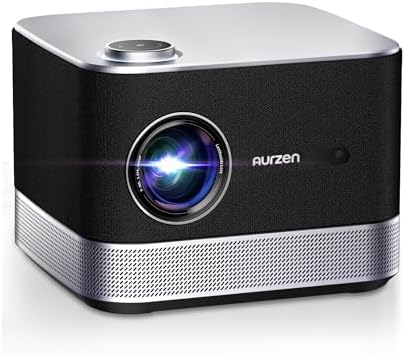 AURZEN BOOM 3 DoIby Ses ve 36W Hoparlörler, Otomatik Odaklama ve Keystone, Netflix Resmi 500 ANSI Ev Dış Mekan Projektörü, Siyah Akıllı Projektör Siyah