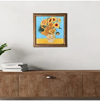 Alternative view of Vincent van Gogh On İki Ayçiçekli Vazo Taş Duvar Tablosu - Ahşap Çerçeveli Taş Tablo - 25x25 cm - Dekoratif Duvar Sanatı - Modern Ev ve Ofis Duvar Dekoru W1-276