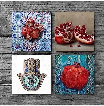 Alternative view of Nar, Fatma Ana Eli  Taş Bardak Altlığı Seti - 4 Parça - Dekoratif, Rustik Mutfak Aksesuarı, 10x10 cm, Kaydırmaz Tabanlı, Şık ve Dayanıklı SC192