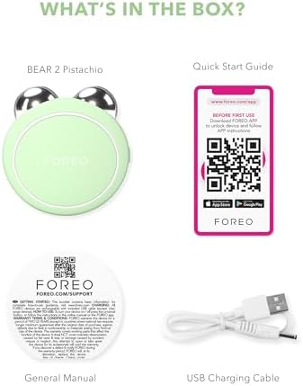 FOREO BEAR 2 go - Travel-friendly Toning Microcurrent Facial Device - For & Wrinkles - Anti Aging - Face Sculpting - Full Face Lift - Compact Skin Care - Pistachio