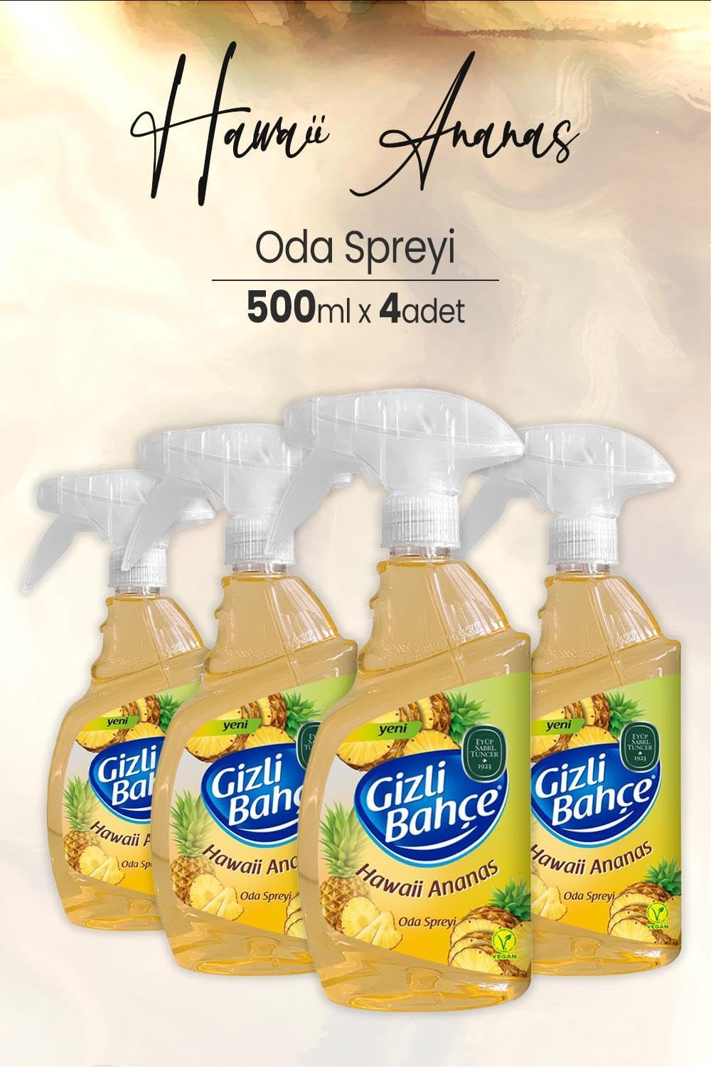 Yeni Nesil Oda Spreyi Hawaii Ananas 500 ml x 4 Adet