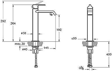 Suit A4281439 Lavabo Bataryası Üstten, Yüksek, Parlak Siyah