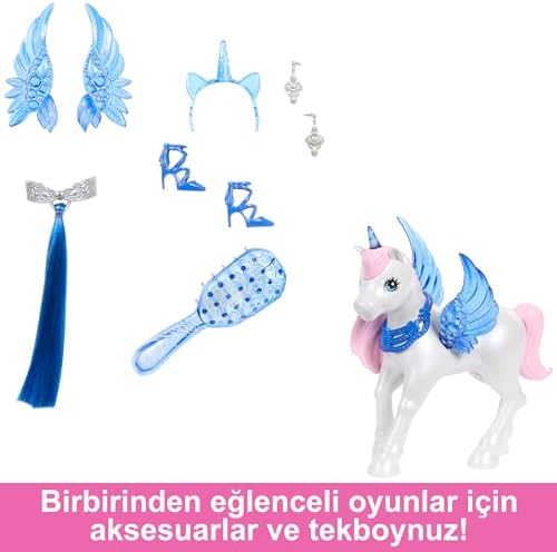 Alternative view of , 65. yıla özel, mavi saçlı, pembe elbiseli bebek ile safir kanatlar gibi aksesuarlar, HRR16