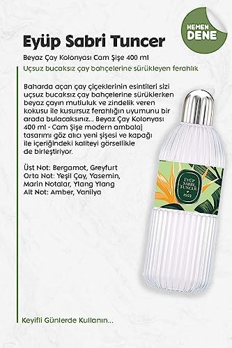 Beyaz Çay Kolonyası Cam Şişe 400 ml