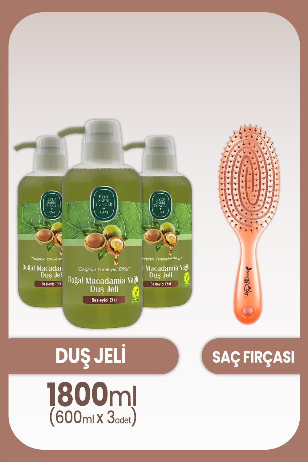 Alternative view of Macadamia Yağlı Duş Jeli 600 ml x 3 Adet ve Saç Fırçası